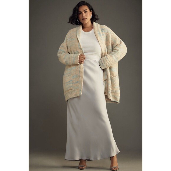 Anthropologie Pilcro Cardigan Sweater Blue Oversize Boho Comfy Cozy Small P NWT